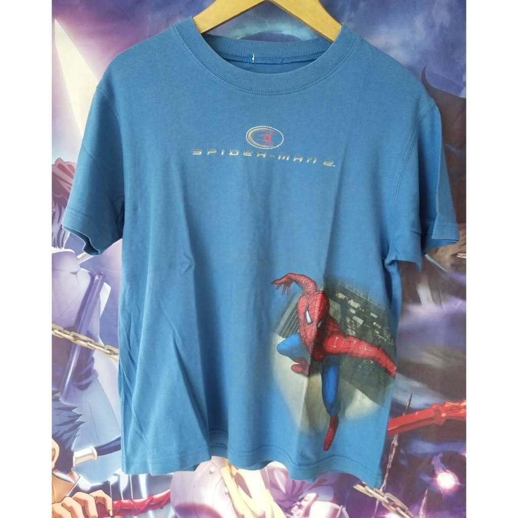 Vintage Spiderman 2 Blue Art Official Super Hero Tee Kaos Tshirt Original Second Merch Japan Korea B