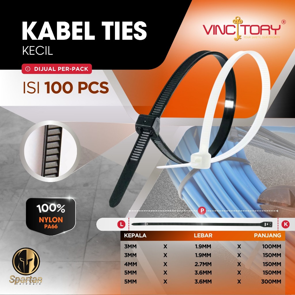 

Kabel Ties Pengikat Kabel Tali Nylon Kecil 15cm 10cm 20cm 25cm 30cm Vincitory 100pcs 2687
