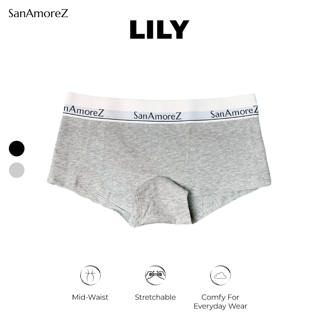 SanAmoreZ | Women Boyshorts Panty / Celana Dalam Wanita - Cotton | Size XS - XL | Mid Waist | Lily B