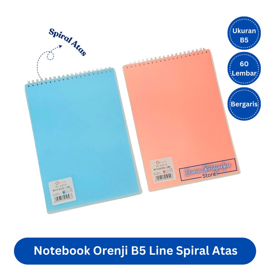 

Notebook Orenji B5 Line Spiral Atas Pastel 60 Lembar Buku Agenda Catatan Bergari