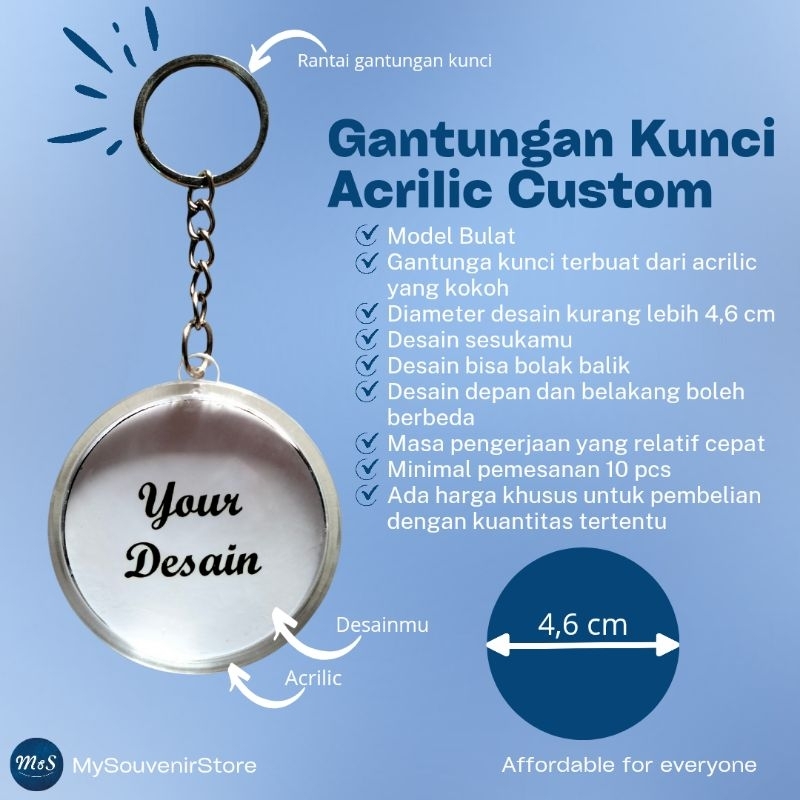 KEYCHAIN CUSTOM/ GANTUNGAN KUNCI CUSTOM ACRILIC BENTUK BULAT