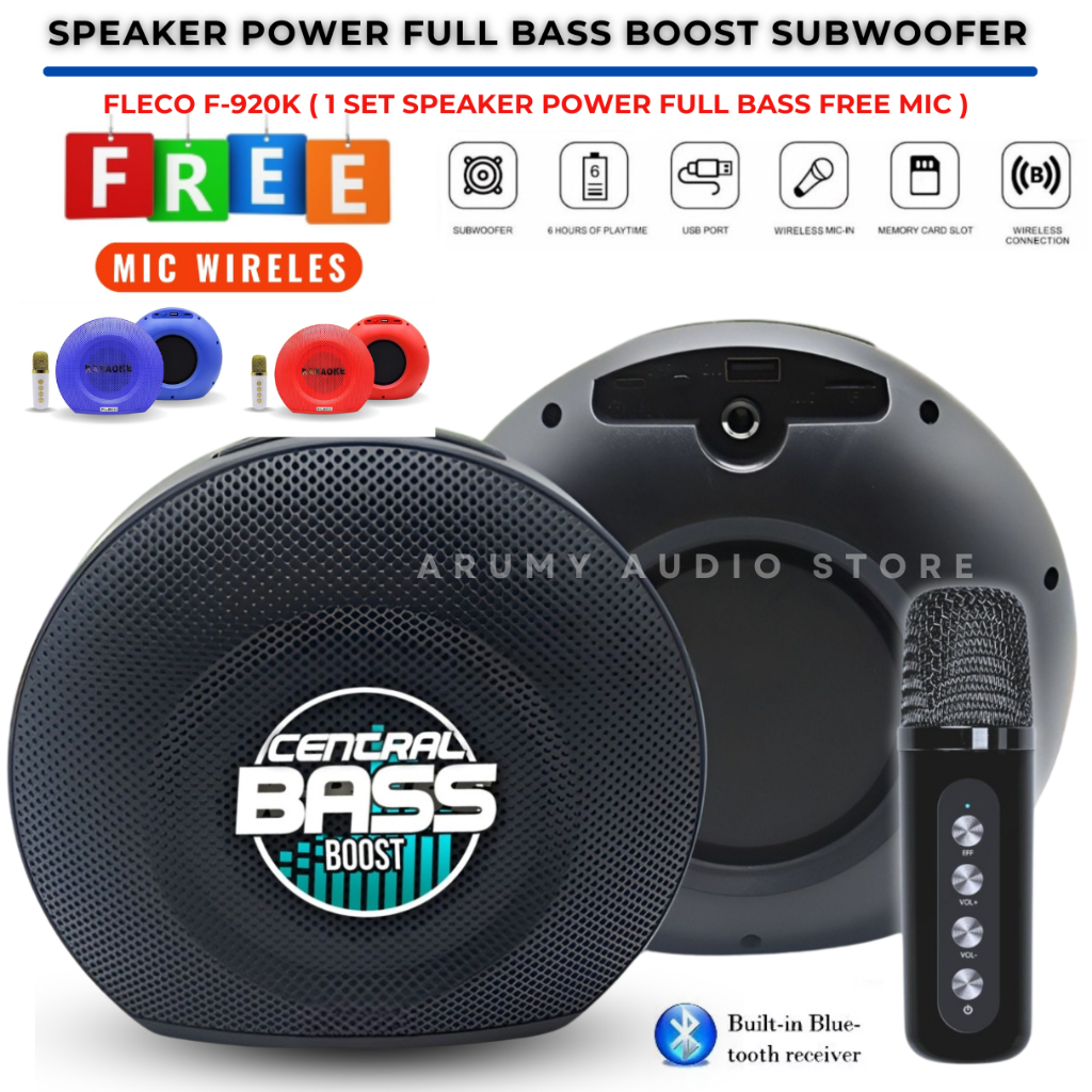 Speaker Bluetooth Fleco F-920k Speaker Portable ( Free Mic Wireless ) | Speaker Bluetooth Fleco F-92