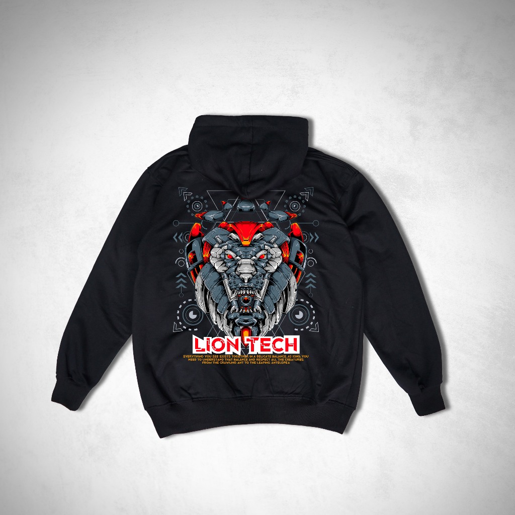Jaket Hoodie Pria Wanita Jaket fleece Cyberpunk LION TECH