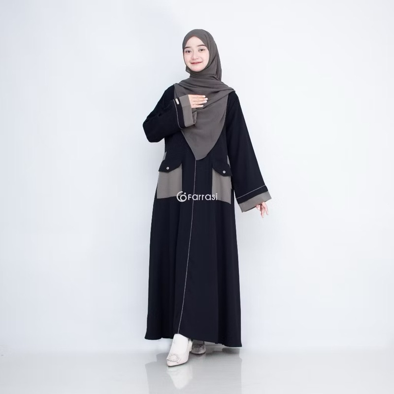 B L Y S S - Helmah Abaya Anak Perempuan Tanggung Polos Crinkle Airflow Abaya Polos Anak Usia 9-18 Ta