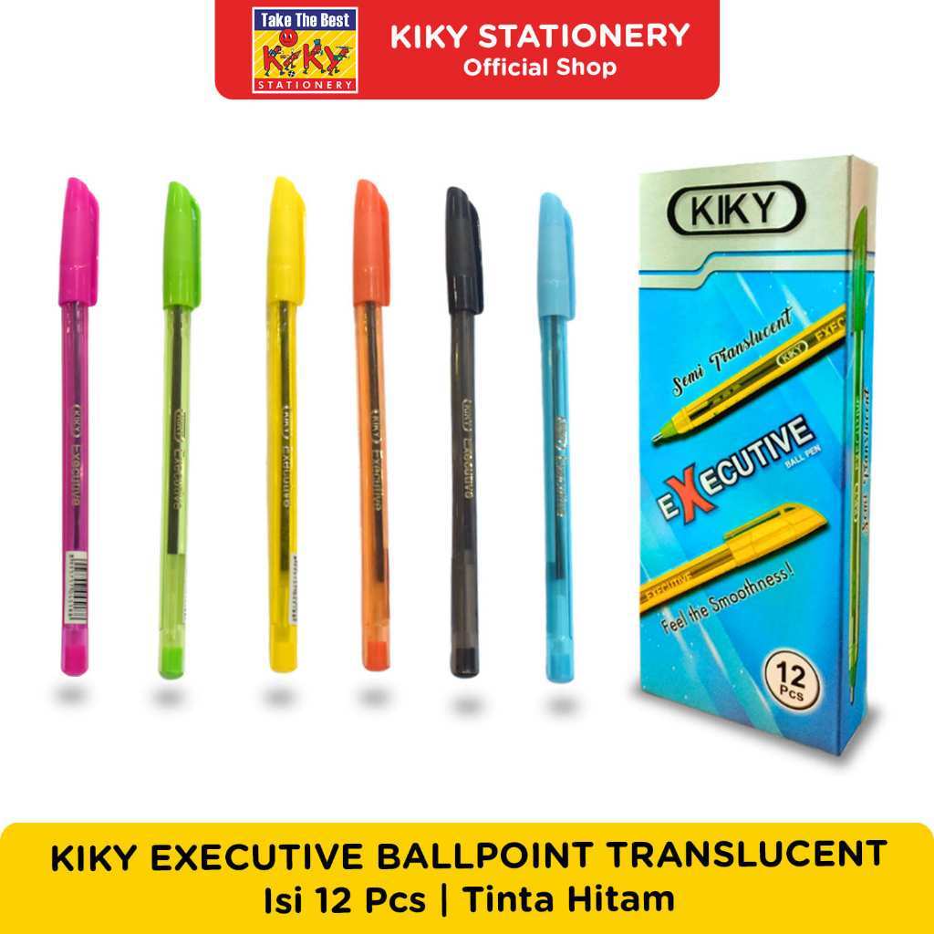 

PEN PULPEN BALLPOINT ALAT TULIS KIKY EXECUTIVE TRANSLUNCENT TINTA HITAM 0.7MM PER PCS