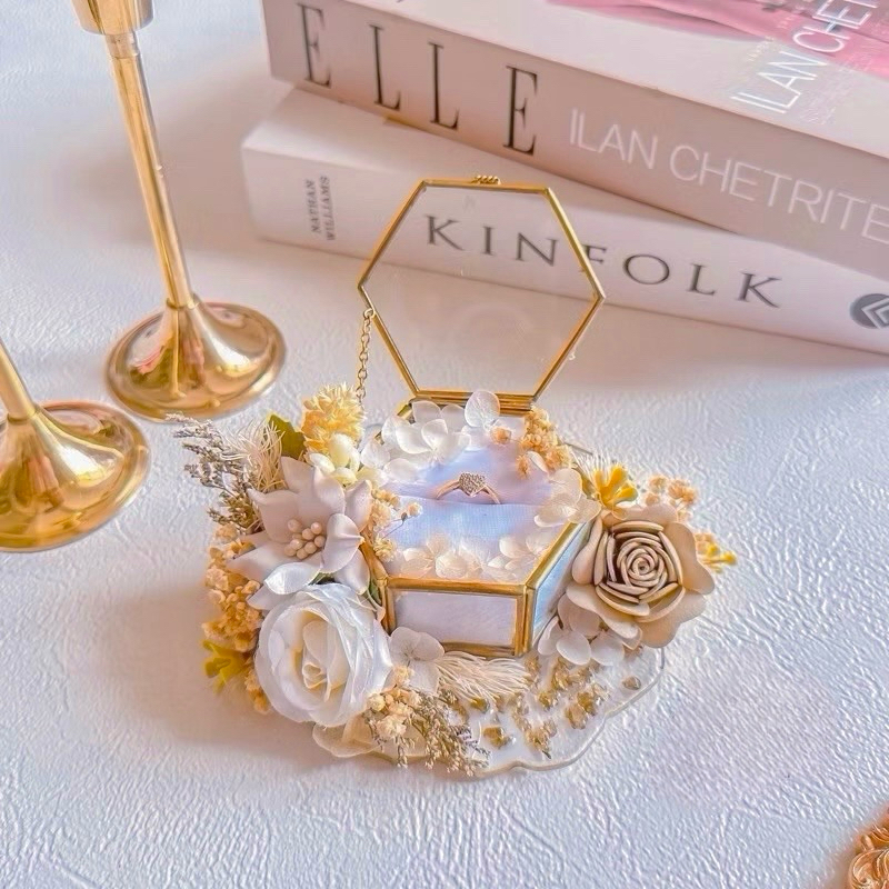 Resin Coaster Terarium Ring Box Ring Bearer | Kotak Cincin Tunangan | Tempat Cincin Pernikahan | kot