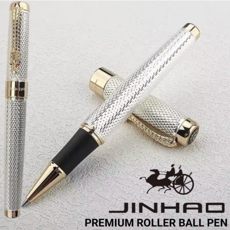 

Pulpen Mewah Premium Roller Ball Jinhao Silver Brush Sign Pen