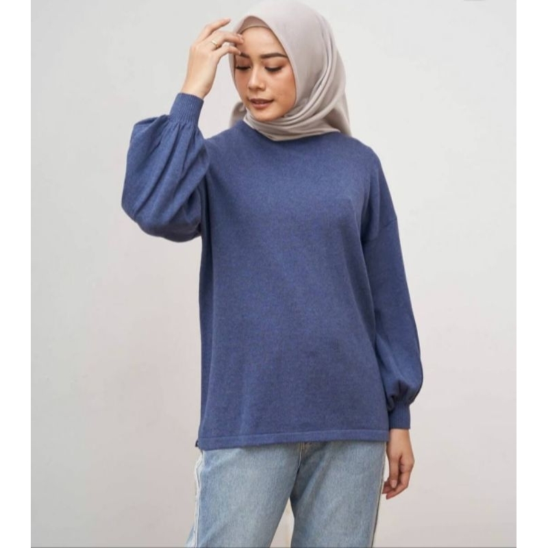 READY SIAP KIRIM New GEULIS CALIE KNIT TOP Black & Denim Size S ( Baru bukan Preloved ) | Calie Geul