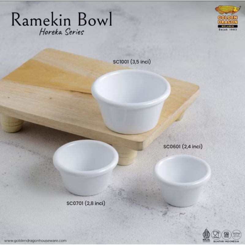 (12 Pcs) Mangkok saus kecil melamin premium - Ramekin bowl HOREKA  - sc0701 Golden dragon