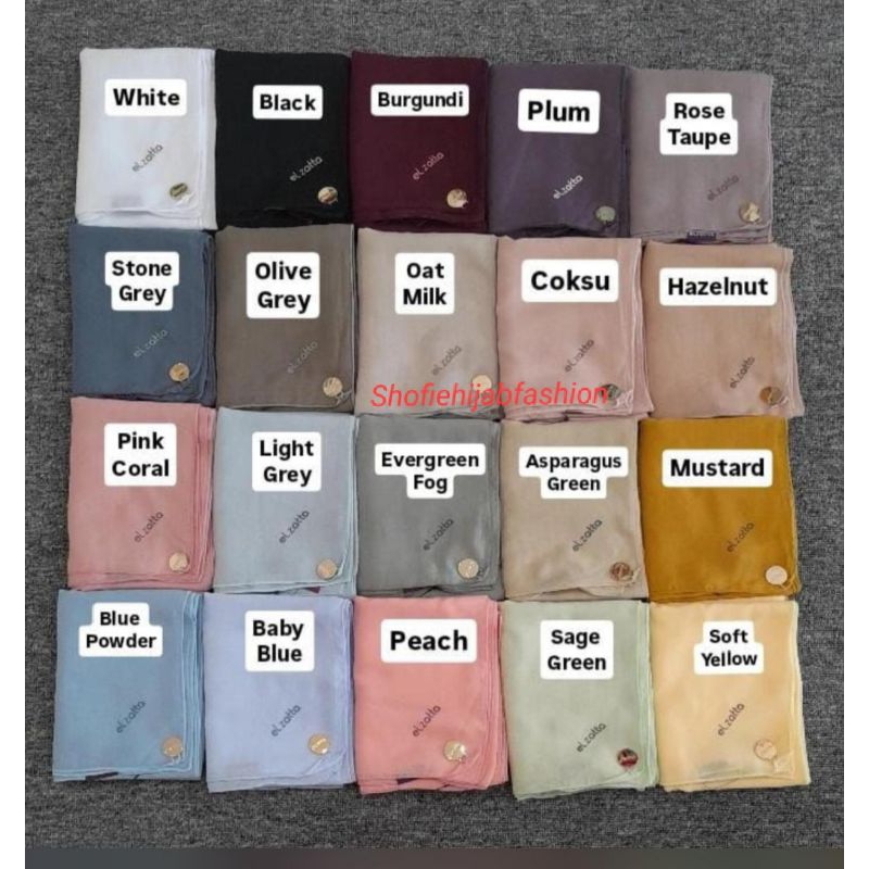 KERUDUNG SEGIEMPAT POLOS BEST SELLER WARNA HITAM PUTIH NAVY PINK KHAKY TERMURAH HIJAB ELZATTA PLAT T