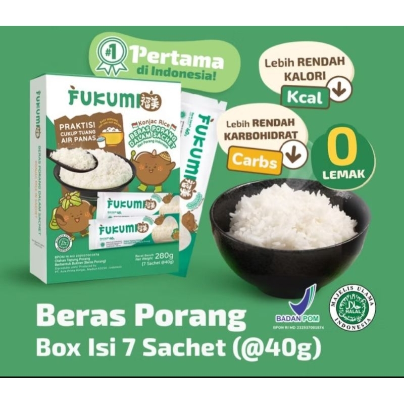 

Fukumi Beras Porang 1 Box Isi 7 Sachet @ 40 gram