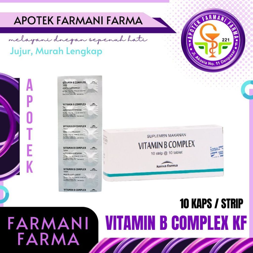 VITAMIN B COMPLEX 10 TABLET STRIP KIMIA FARMA / VITAMIN B1 / VITAMIN B12 / VITAMIN B6 / MULTIVITAMIN