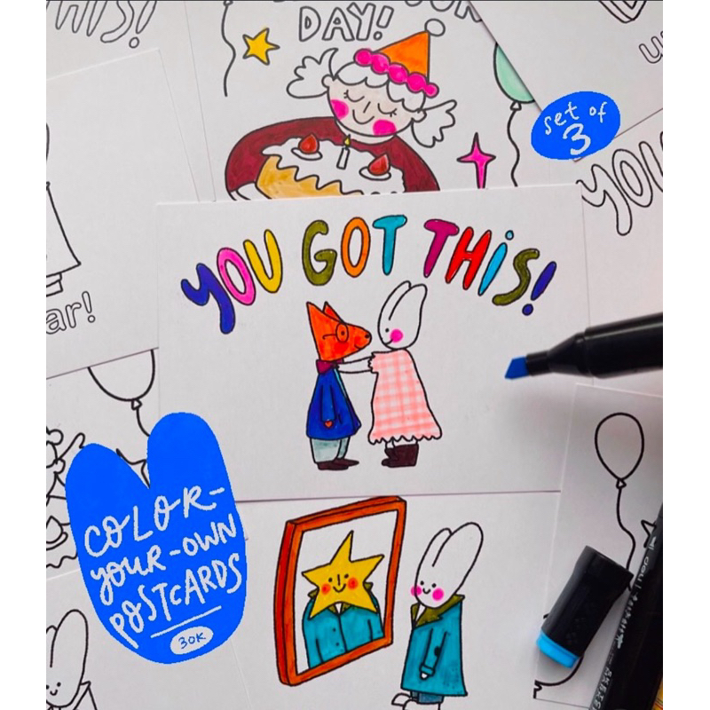 

color your own postcards (set of 3)