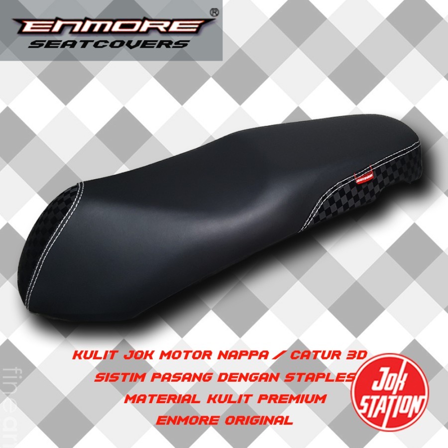Sarung Cover Kulit Jok Motor Enmore Orginal Minimalis Elegan Motif Kulit Nappa Catur 3D Nmax Vario S