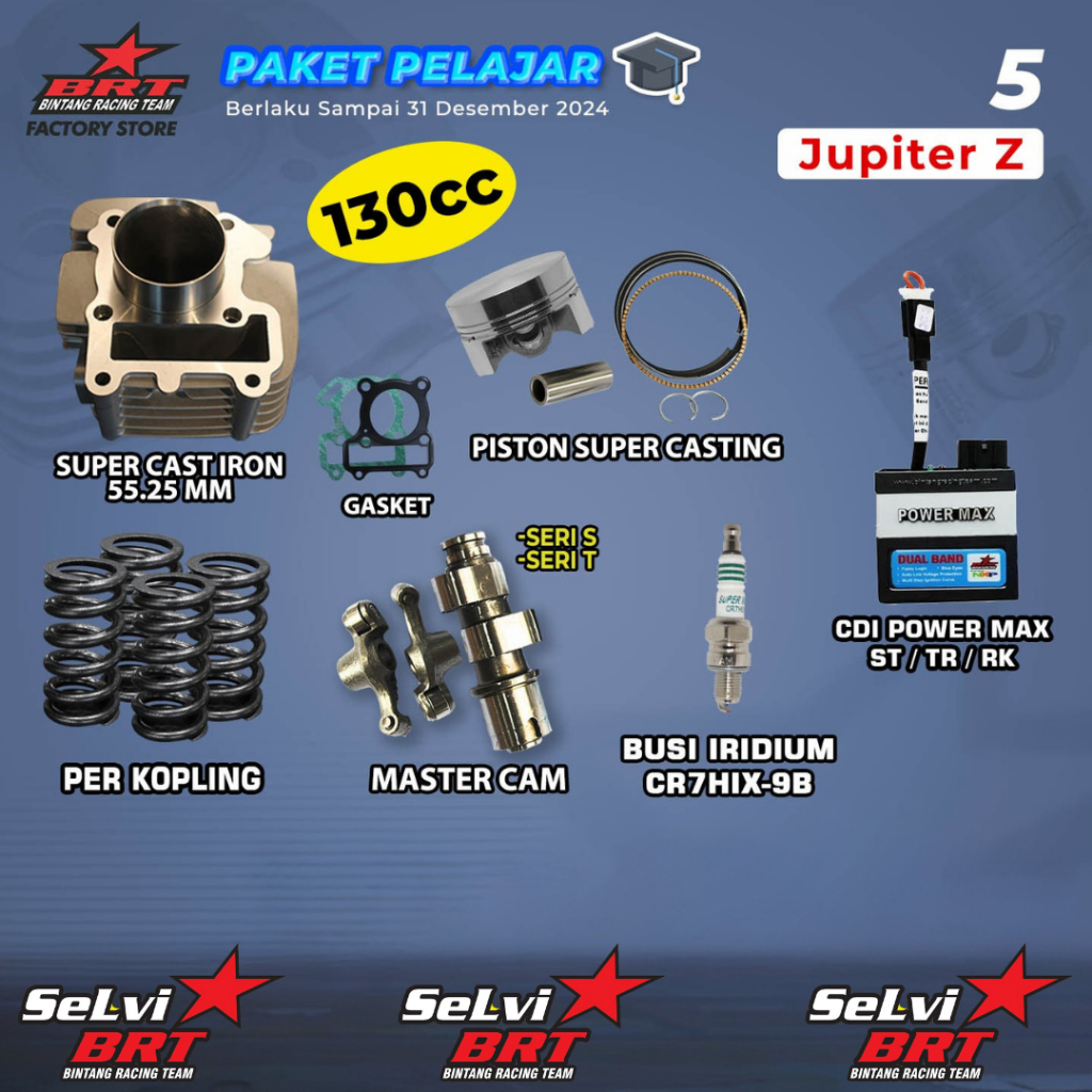 PAKET BORE UP BRT JUPITER Z VEGA R BLOK SET PISTON CAM NOKEN AS CDI POWERMAX DUALBAND BUSI IRIDIUM P