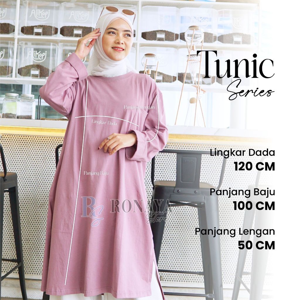 Termurah Ronaya Long Tunik Oversize Jumbo Kaos Polos Atasan Wanita Hijab Friendly Bahan Katun Combed