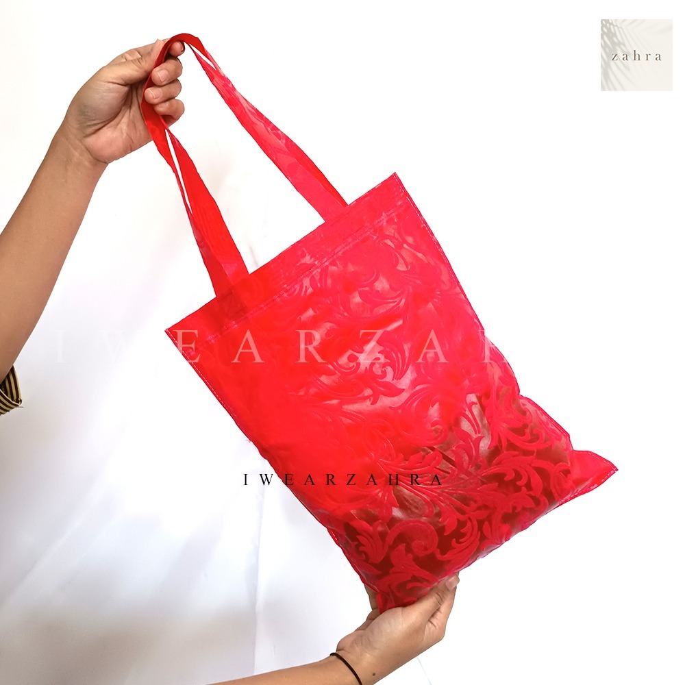 

[PER-LUSIN] TAS HANDLE SPUNBOND EMBOSSED - kantong serut bag parcel souvenir drawstring sarung silk goodie bag tempat aksesoris