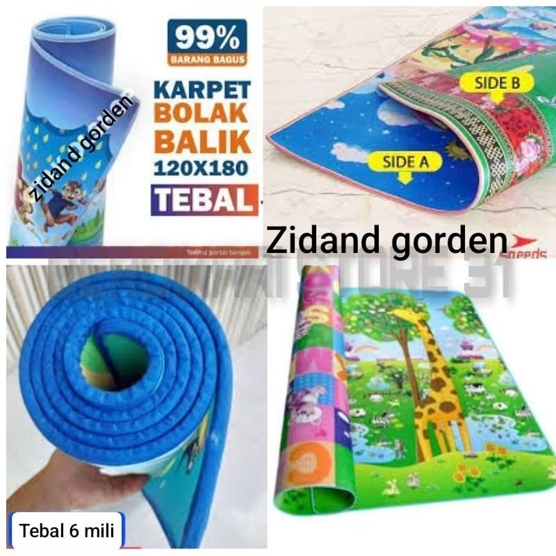 Tikar Foam 3meter#Tikar spon bolak balik dengan 2 posisi motif berbeda. ukuran 190cm × 300 cm Tebal 