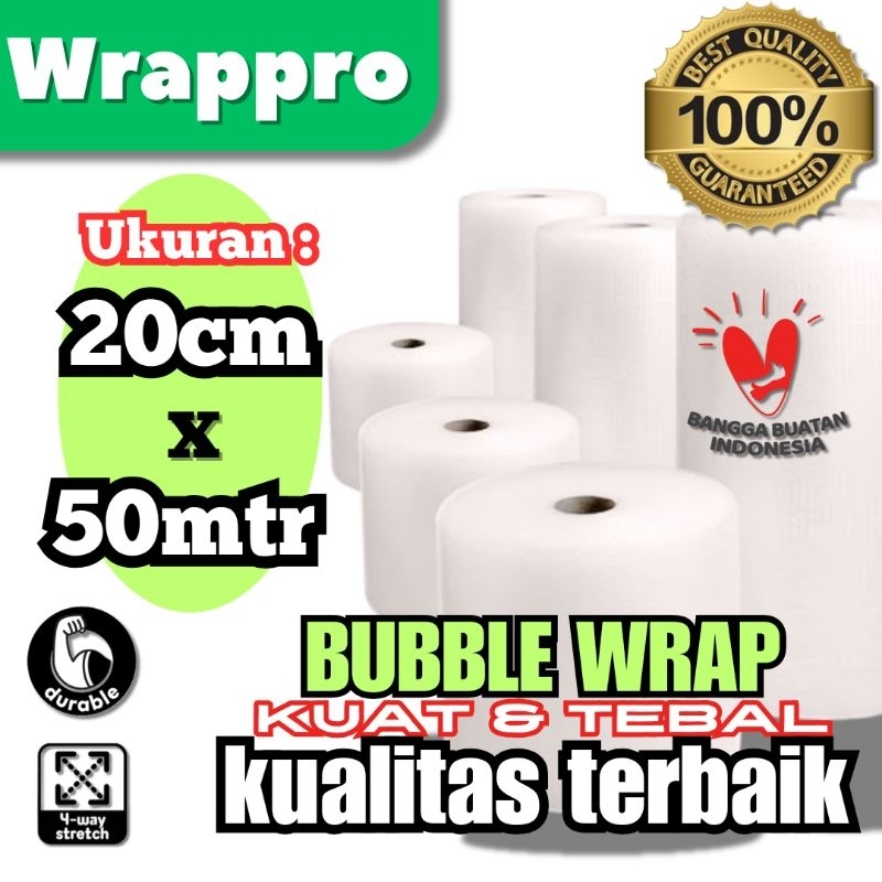 

Wrap Pro 20cm x 50m Plastik Packing Paking Online / Bubble Wrap Bening Hitam
