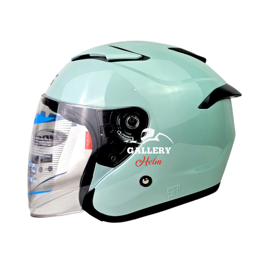Mds Voltus Sage Green Solid | Helm Half Face Single Visor Suport Intercom / Model Kyt Kyoto