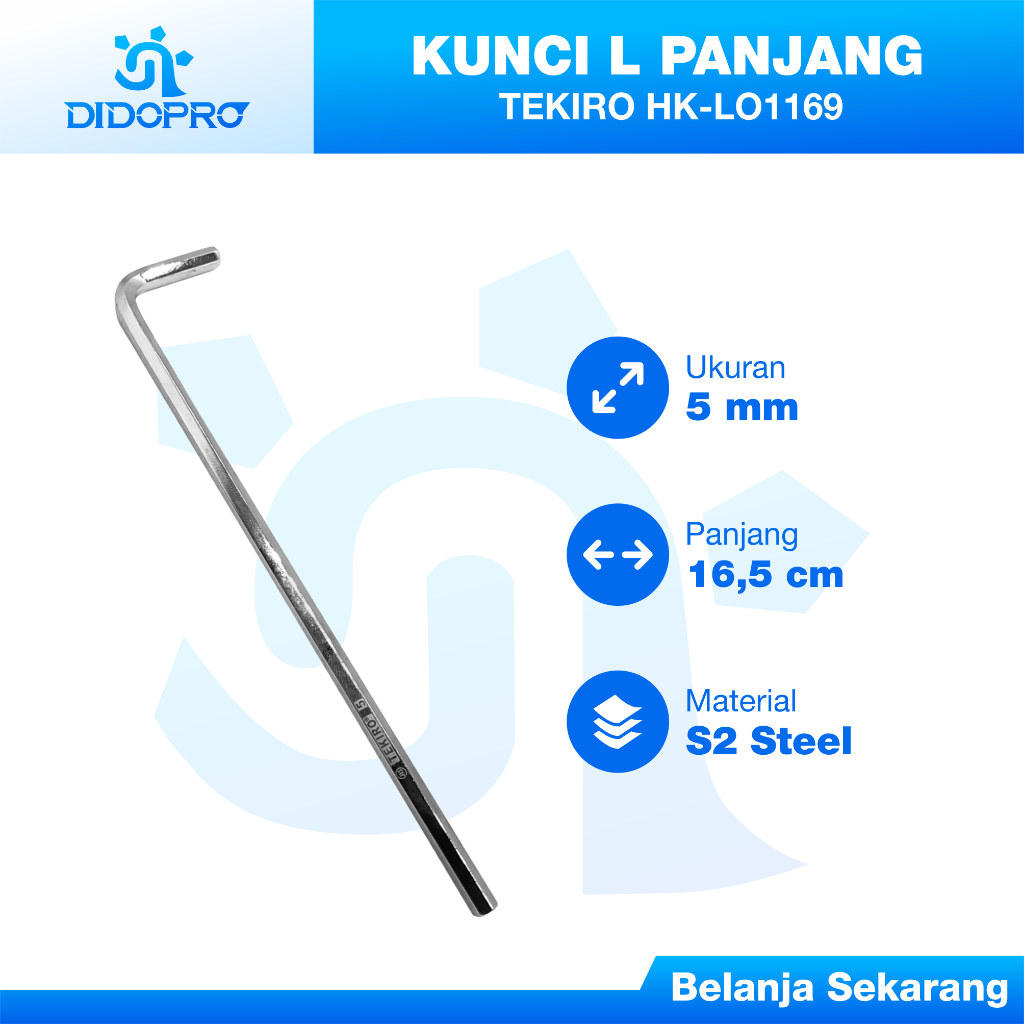 Kunci L panjang 5mm Tekiro Hex key long 5mm Kunci L Tekiro Kunci L panjang Kunci L long