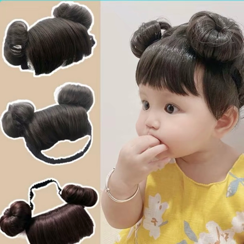 Bandana rambut sintetis anak/wig poni anak/bandana bayi wig poni korea/ cepol poni