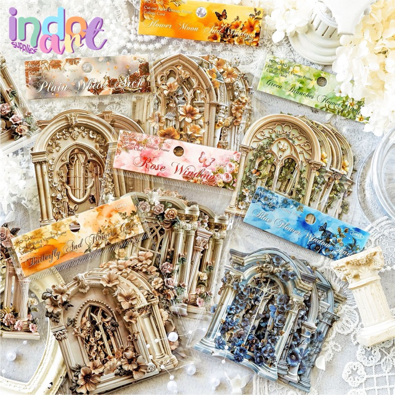 

(IAS) Sticker Deco Journal Scrapbook Gate Window Branch Rose Vintage British Europe Style Retro