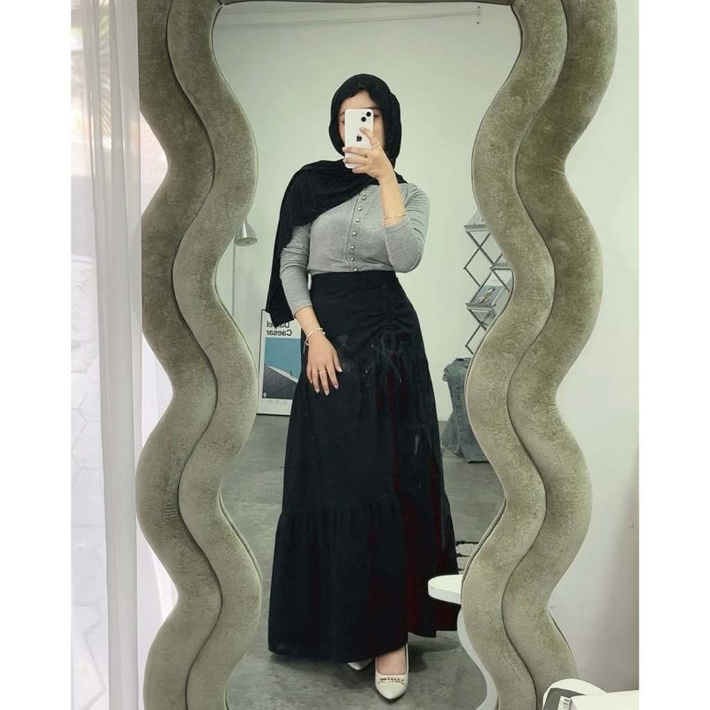 Zinia Rok Serut/Skirt/Bawahan/Linen