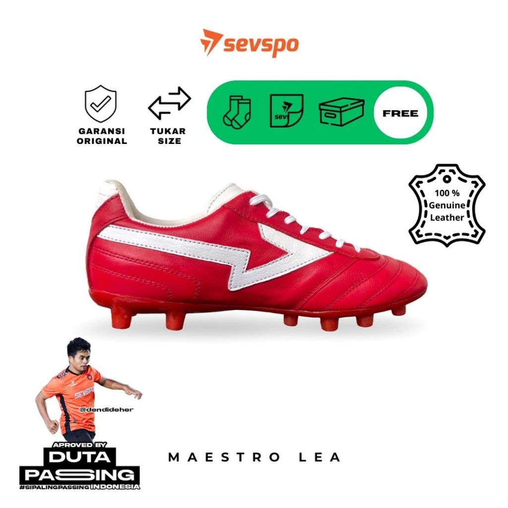 Sepatu Bola Kulit Sevspo Maestro Leather - Red