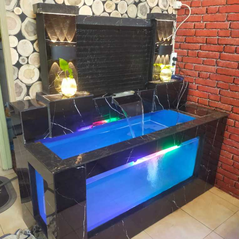 Kolam ikan Kaca Minimalis dengan Air Mancur Portable - Dekorasi Taman & Ikan Murah/kolam koi/kolam i