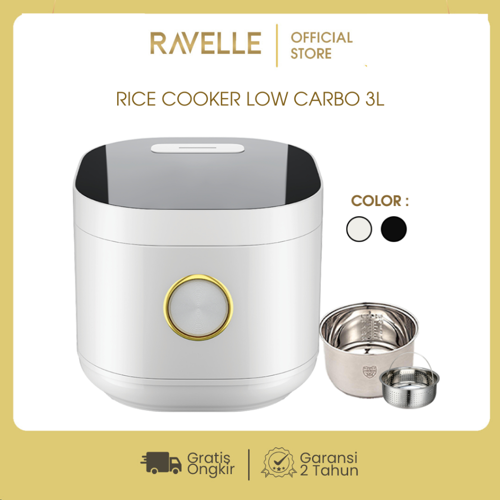 RAVELLE Rice Cooker Digital Low Carbo 1.2 Liter Nasi (3 Liter)  - Penanak Nasi - Low Watt