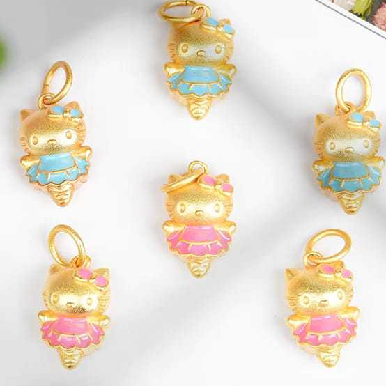 Liontin Hello Kitty  Liontin Lapis Emas ( 1pcs ) Free Kalung Atau Gelang