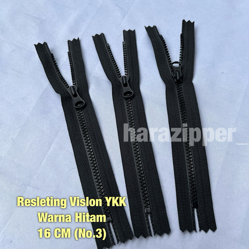 Resleting Vislon YKK Warna Hitam, 17 CM (No.3)