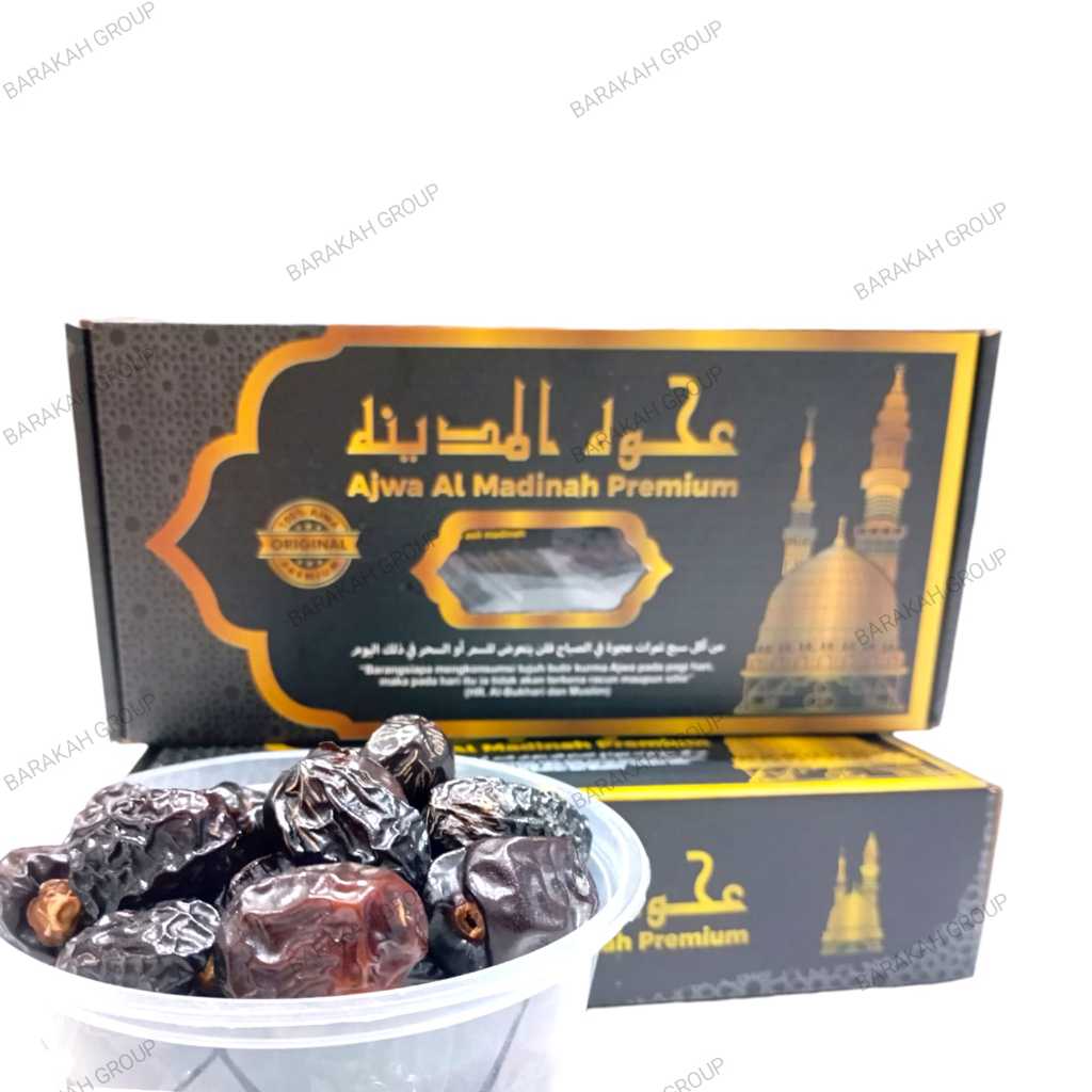 

Kurma Ajwa Madinah Asli 100% / Kurma Nabi 500gr Kemasan Dus