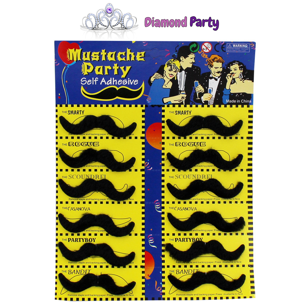 Kumis Palsu Hitam 1 MODEL  isi 6pcs dan 12pcs (Kumis Palsu Pria / Kumis Palsu Anak / Kumis Palsu War