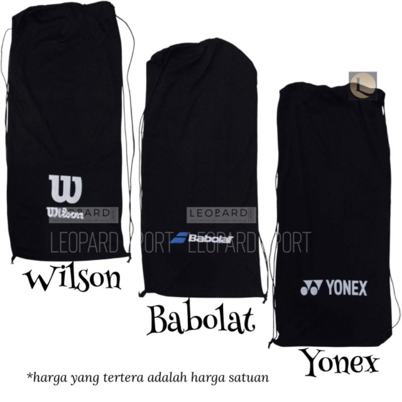 Tas Raket Tenis Lapangan / Sarung Raket Serut Kain Cover Tennis