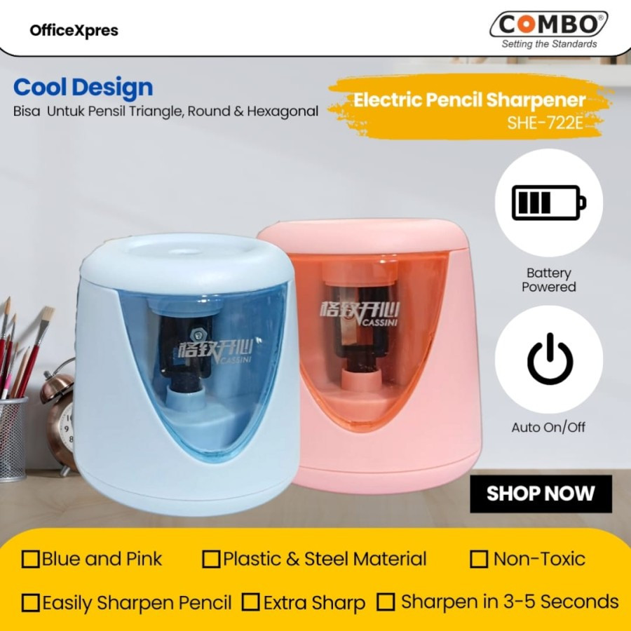 

Electric Sharpener SH-722E / Serutan Elekrik SH-723E / Rautan Pensil Otomatis / Sharpener Power Battery - SH-723E