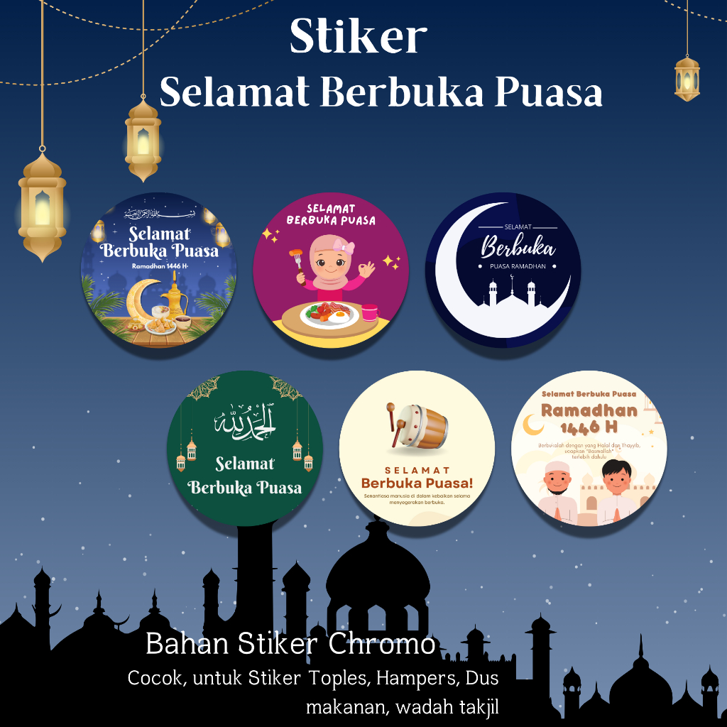 

Stiker Selamat Berbuka Puasa/Stiker Puasa Ramadhan 1446 H/Stiker Toples Ramdhan/Stiker Hampers Ramdhan/Stiker bulat buka puasa/Stiker buka puasa/Sticker Ramadhan/Sticker Takjil/Stiker Takji;