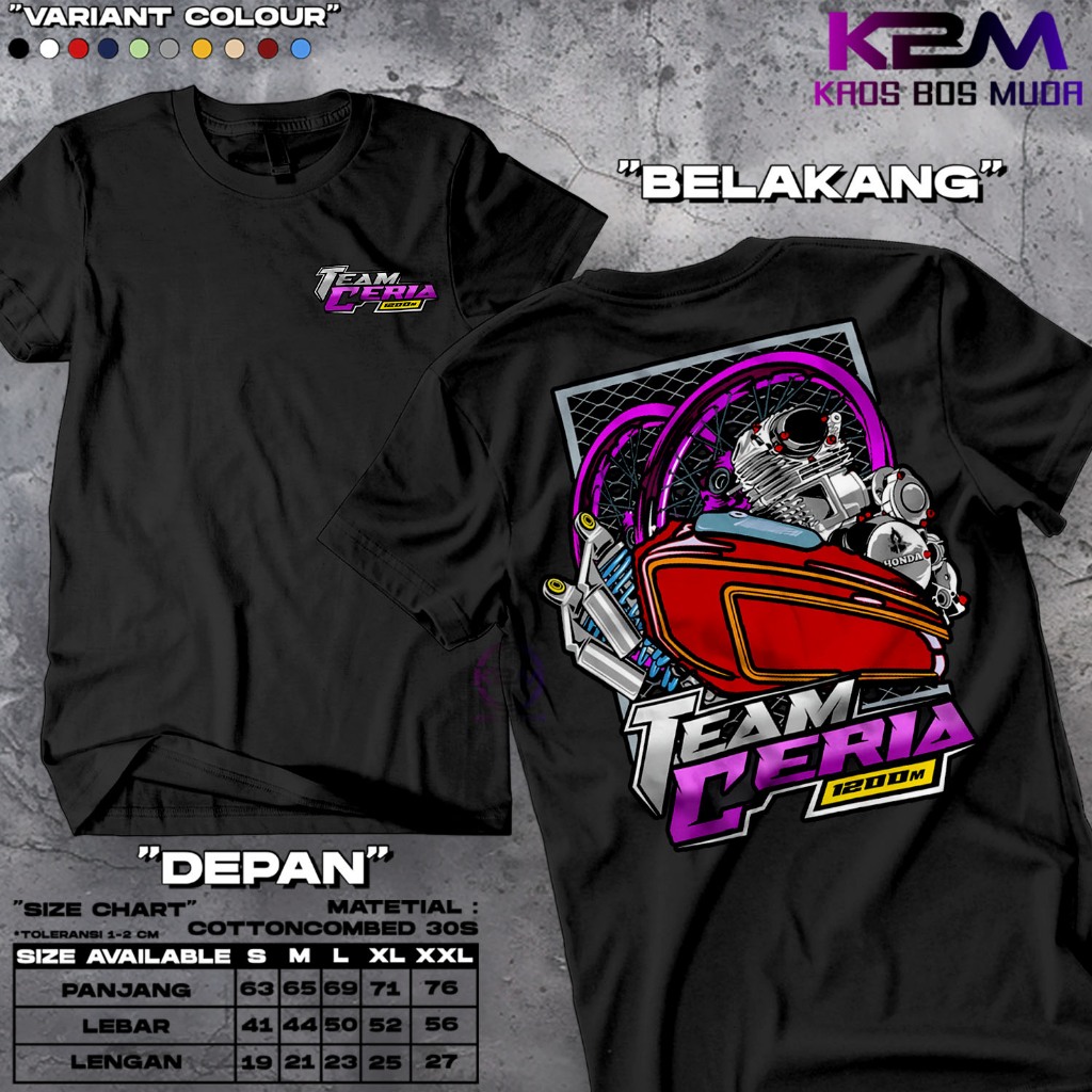 KAOS DISTRO TEAM CERIA 1200M - KAOS RACING - KAOS KEREN TERBARU - KAOS ATASAN PRIA - KAOS MURAH - KO