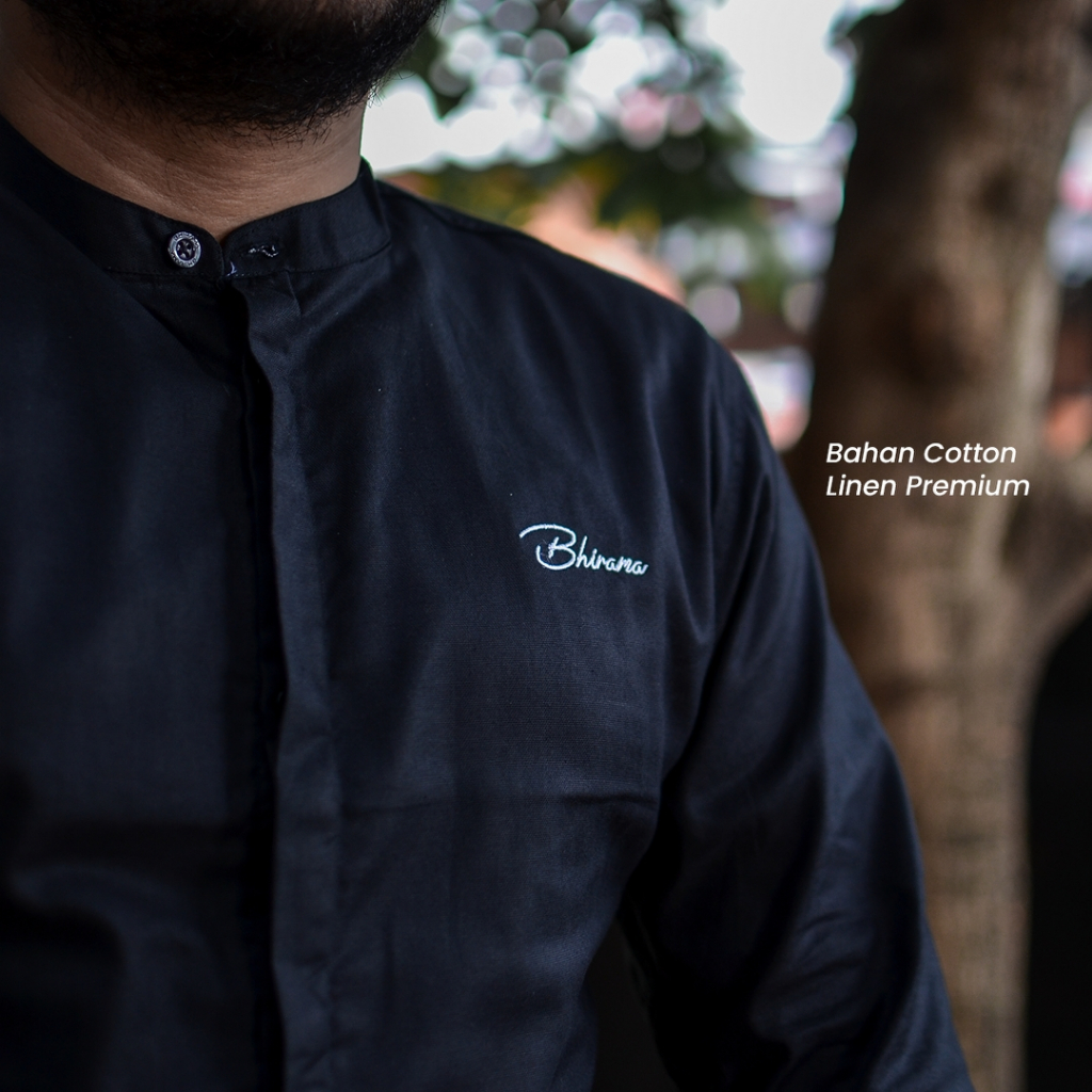 DISKON BAJU KOKO JUMBO BIG SIZE XXL 3XL 4XL 5XL KATUN LINEN LENGAN 3/4 UTSMAN HITAM BLACK BHIRAMA