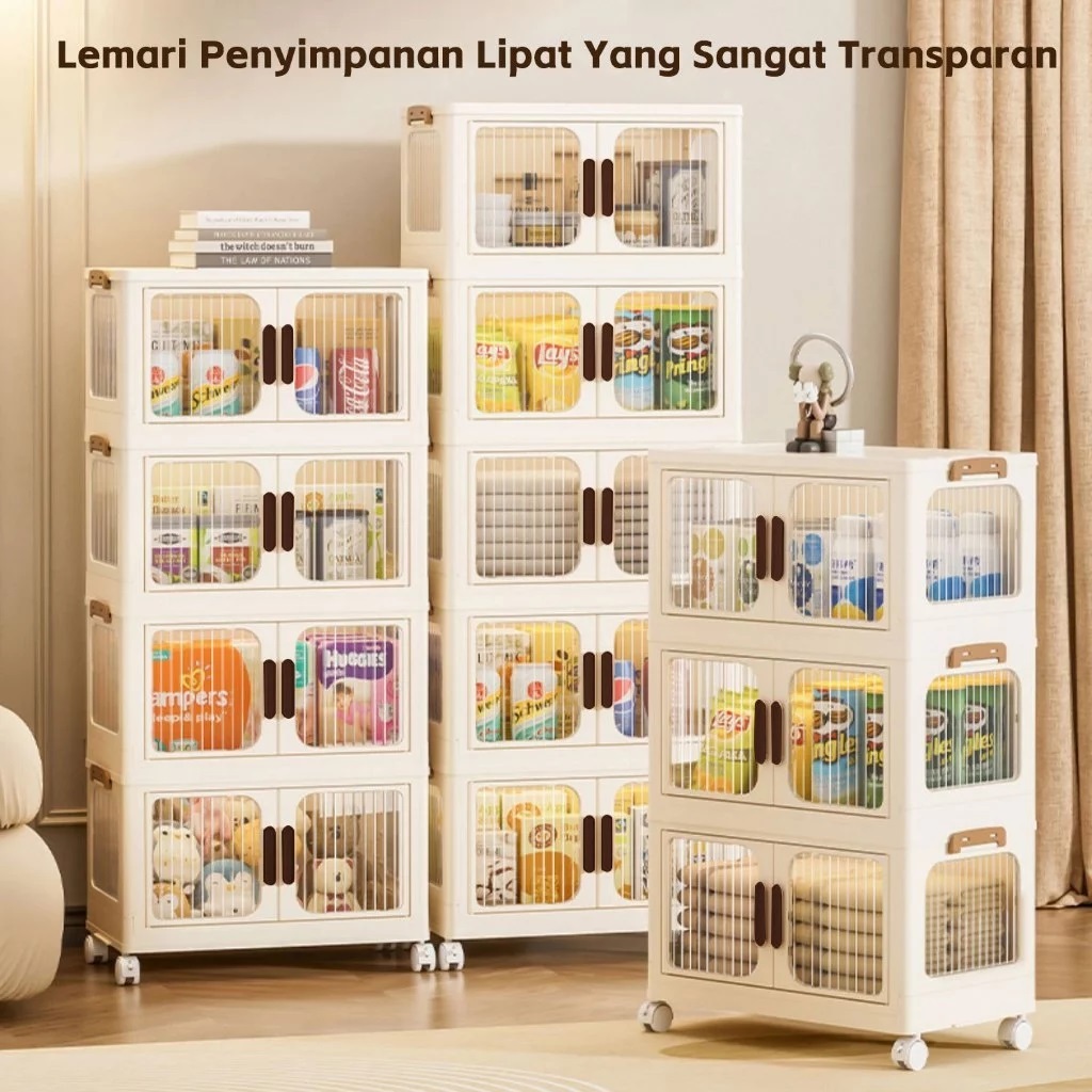 Lemari Plastik Susun Lipat Lemari Pakaian Bayi / Rak Buku Serbaguna Rak Kabinet Plastik Susun