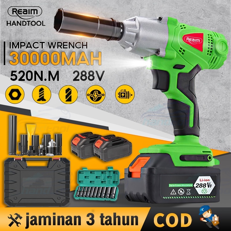 Reaim Cordless impact wrench 288V mesin buka tutup baut impek impak impect wrench