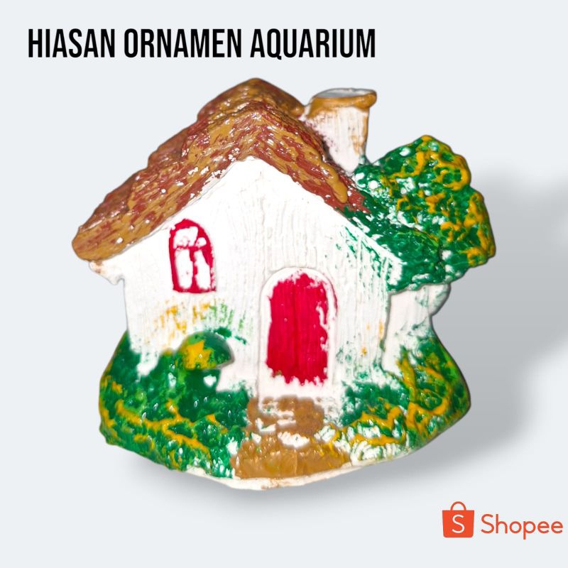 Hiasan Ornamen Aquarium Rumah Ikan MINIATUR RUMAH