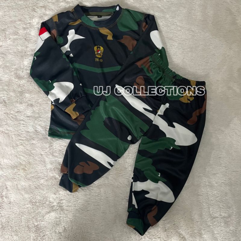 Setelan jersey anak lengan panjang motif tni ad - Baju setelan jersey kids army unisex