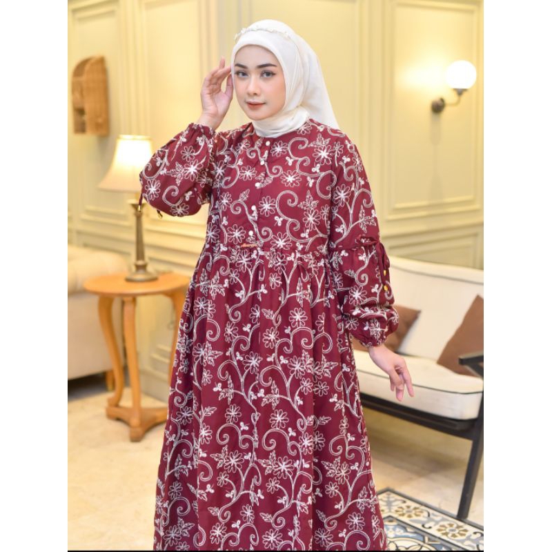 MIDI DRESS KATUN BOLONG BORDIR JUMBO COD