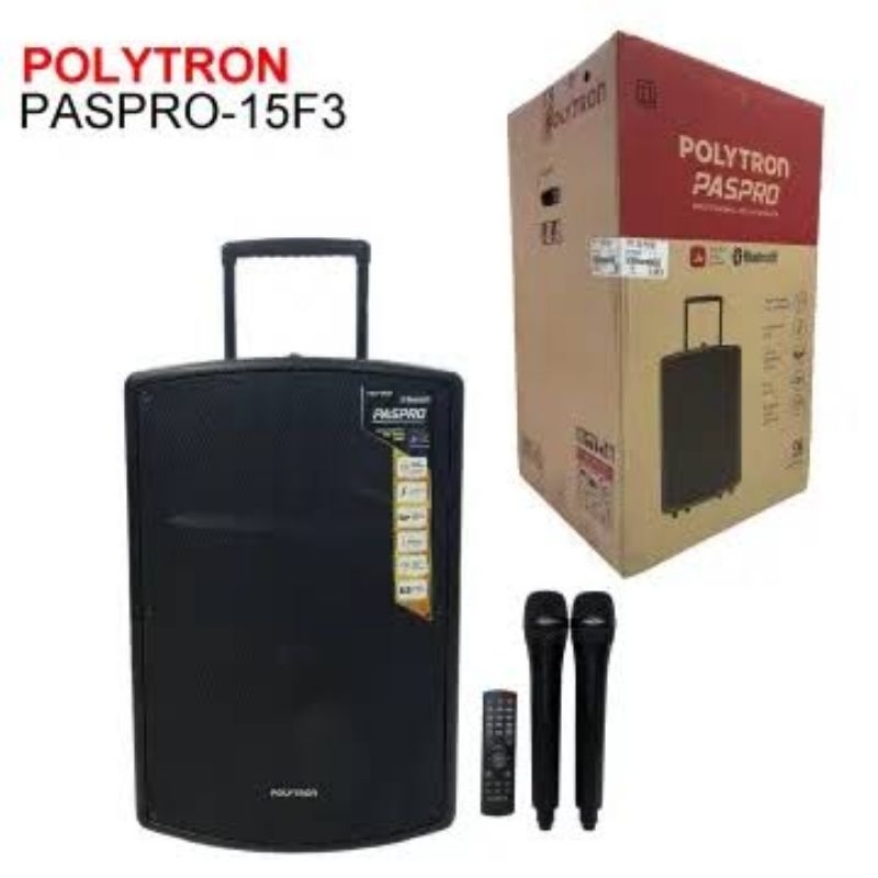 POLYTRON PASPRO-15F3 SPEAKER AKTIF PORTABLE 15 INCH PASPRO15F3 15F3 PASPRO15 BLUETOOTH MIC PAS PRO 1