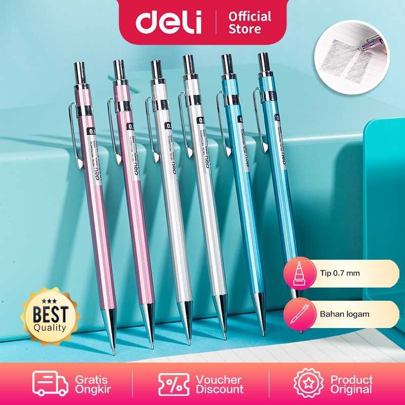 

TBMO Deli Metal Mechanical Pencil Pensil Cetek Bahan Logam Tip 0.5 mm EU999