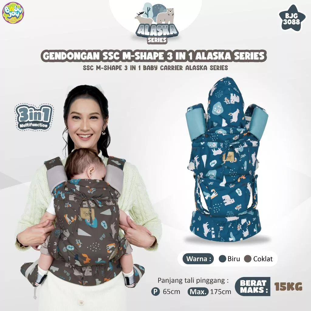 Gendongan SSC M-Shape 3 in 1 Alaska Series Baby Joy BJG 3088 / Baby Joy Little Forest