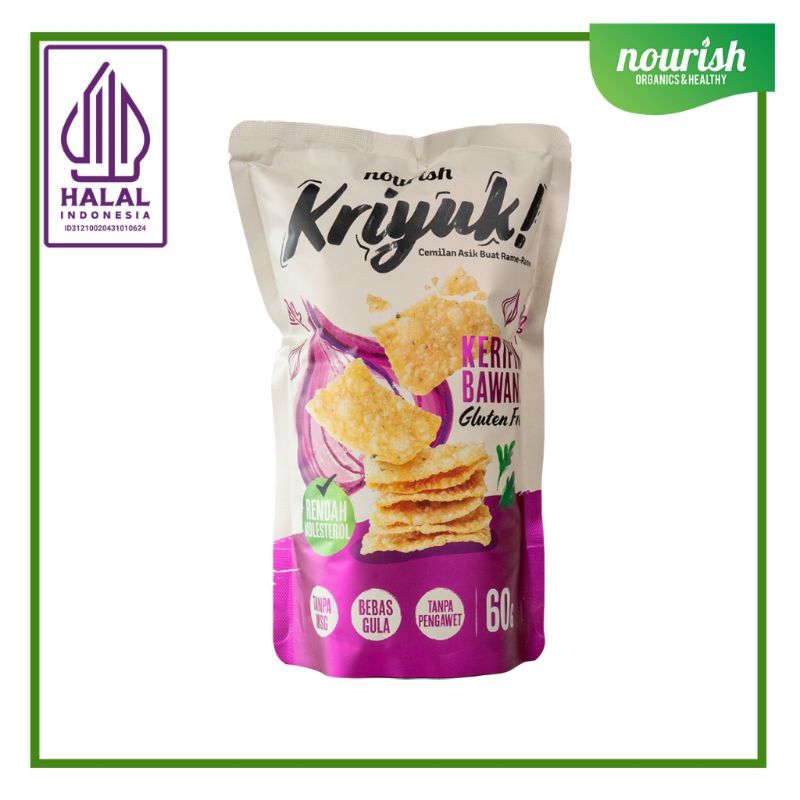 

Nourish KRIYUK! Keripik Bawang Gluten Free Rendah Kolesterol, NO MSG 60gr