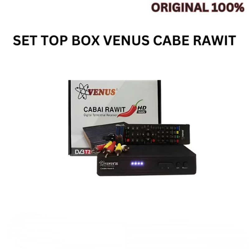 Set Top Box DVBT2 VENUS CABAI RAWIT Digital STB Receiver Antena UHF TV Cabe T2